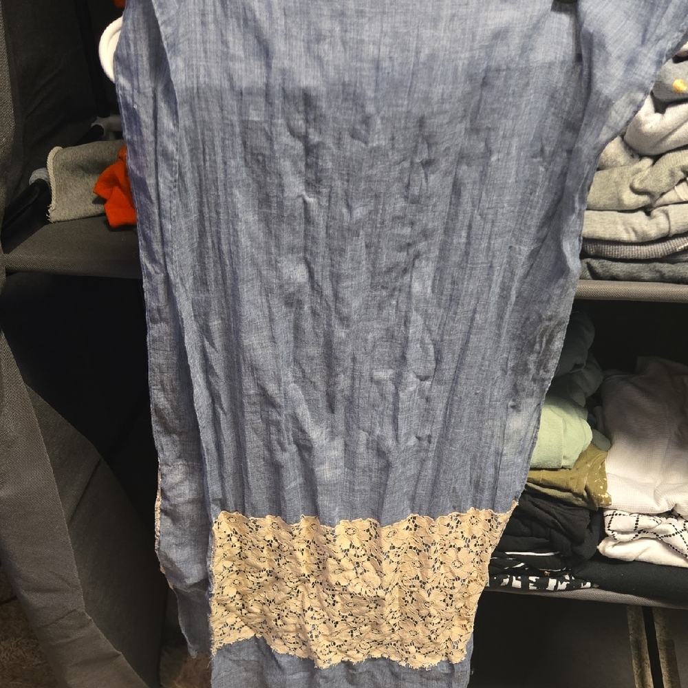 Blue Dress with Lace Detail